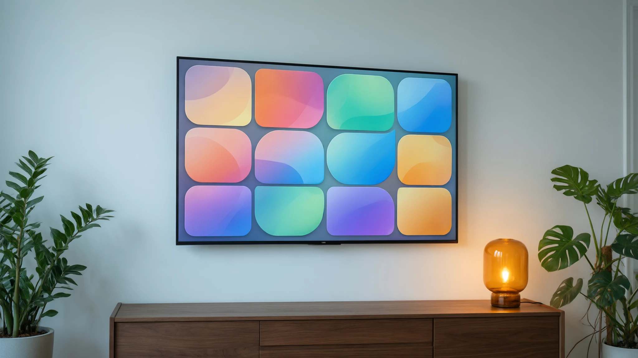Smart TV on a living-room wall